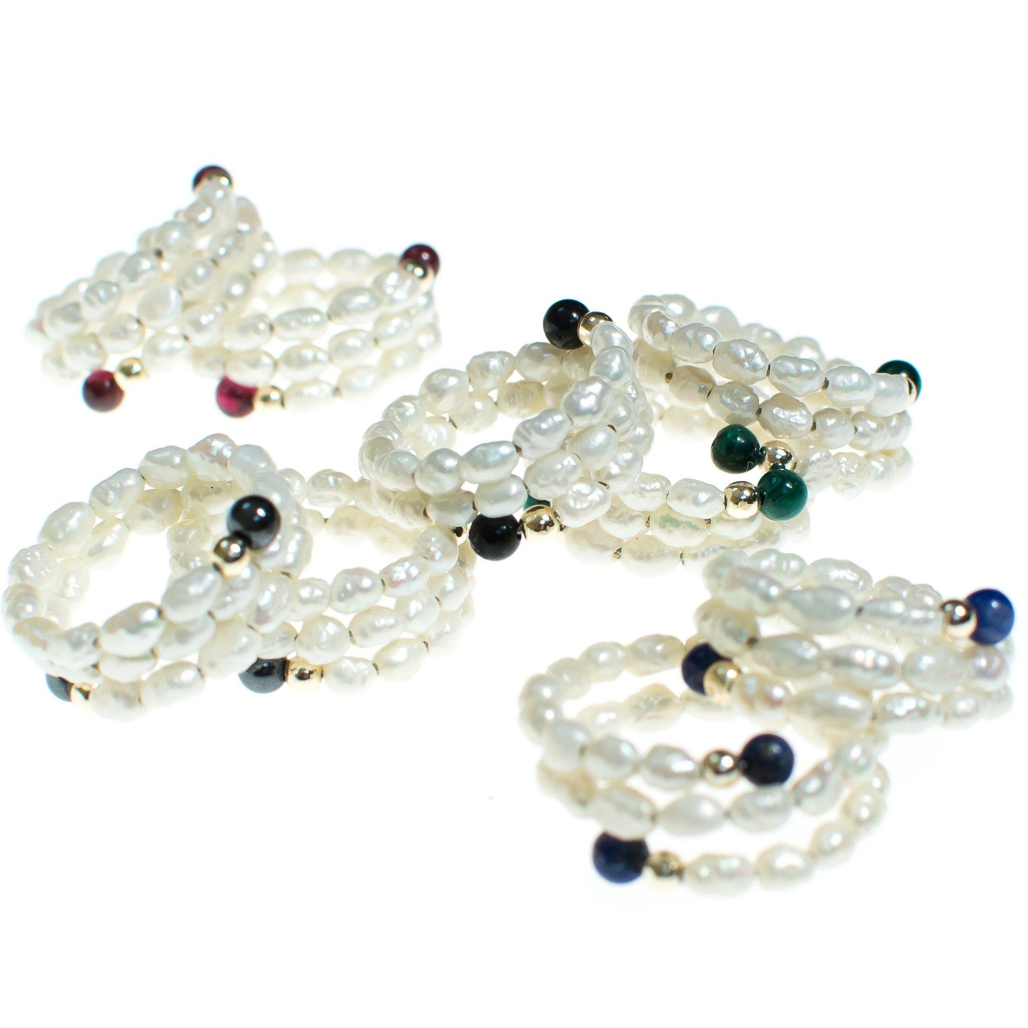 Vintage Lapis Bead and Freshwater Cultured Rice Pearl Ring by Lapis and Pearl - Vintage Meet Modern Vintage Jewelry - Chicago, Illinois - #oldhollywoodglamour #vintagemeetmodern #designervintage #jewelrybox #antiquejewelry #vintagejewelry