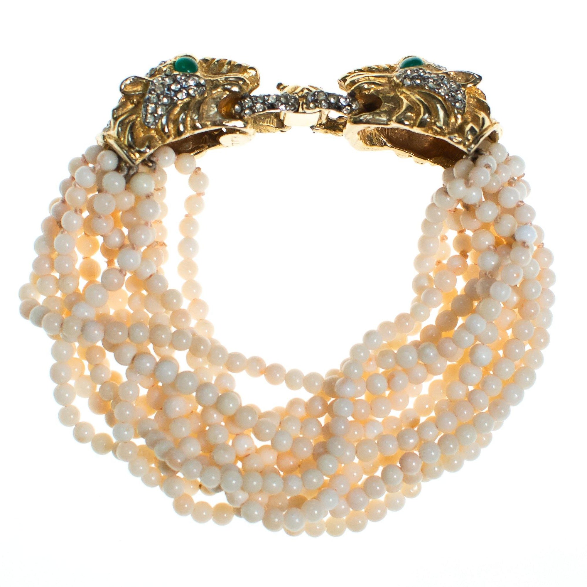 Vintage Kenneth Jay Lane Double Panther Head Bracelet by Kenneth Jay Lane - Vintage Meet Modern Vintage Jewelry - Chicago, Illinois - #oldhollywoodglamour #vintagemeetmodern #designervintage #jewelrybox #antiquejewelry #vintagejewelry