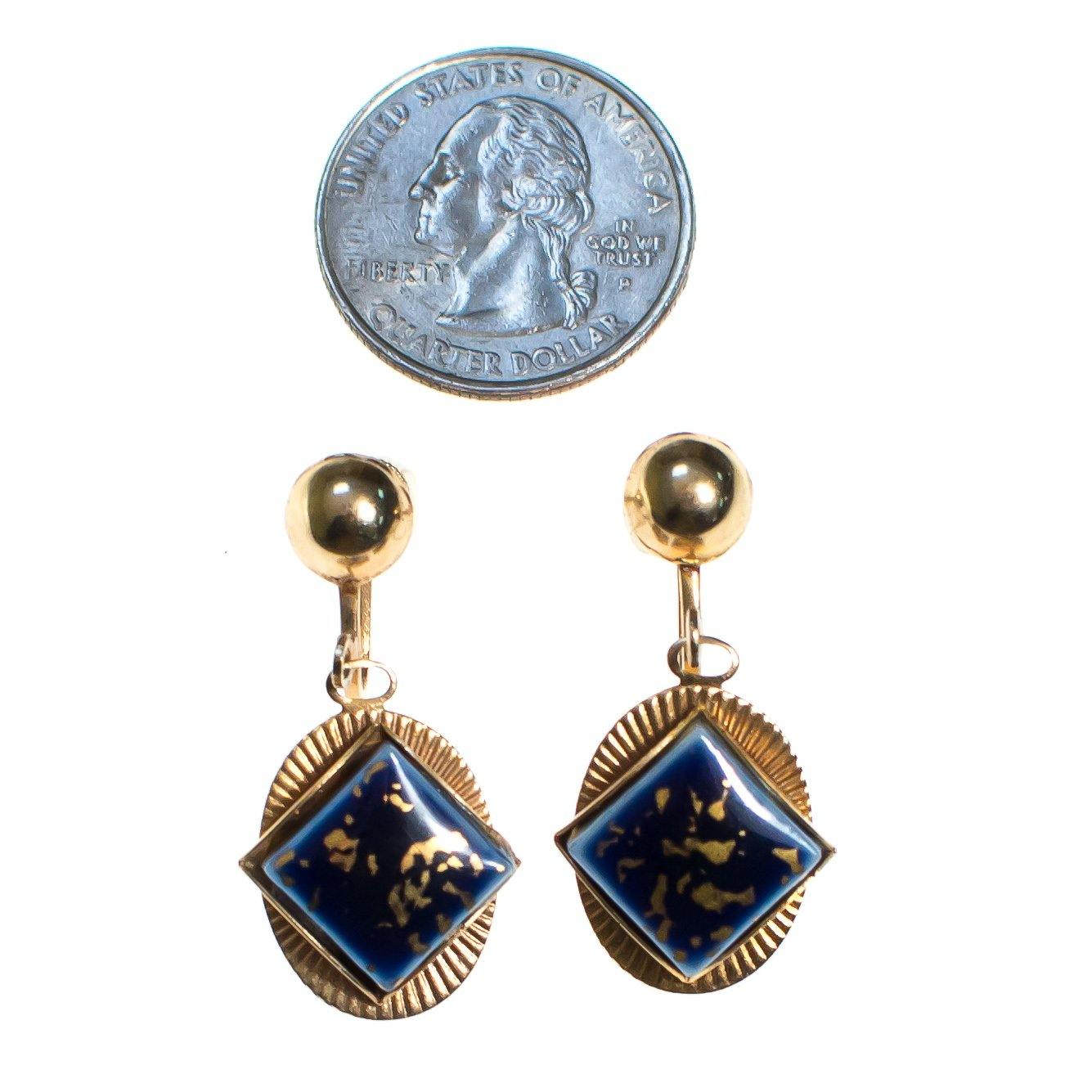 Vintage Gold and Lapis Glass Screw Back Earrings by Lapis Glass - Vintage Meet Modern Vintage Jewelry - Chicago, Illinois - #oldhollywoodglamour #vintagemeetmodern #designervintage #jewelrybox #antiquejewelry #vintagejewelry
