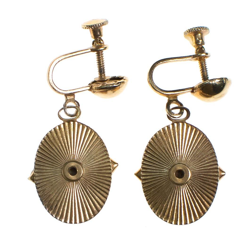 Vintage Gold and Lapis Glass Screw Back Earrings by Lapis Glass - Vintage Meet Modern Vintage Jewelry - Chicago, Illinois - #oldhollywoodglamour #vintagemeetmodern #designervintage #jewelrybox #antiquejewelry #vintagejewelry