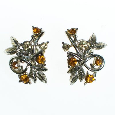 Vintage Amber Rhinestone Floral Screw Back Earrings by Vintage Meet Modern - Vintage Meet Modern Vintage Jewelry - Chicago, Illinois - #oldhollywoodglamour #vintagemeetmodern #designervintage #jewelrybox #antiquejewelry #vintagejewelry