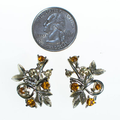 Vintage Amber Rhinestone Floral Screw Back Earrings by Vintage Meet Modern - Vintage Meet Modern Vintage Jewelry - Chicago, Illinois - #oldhollywoodglamour #vintagemeetmodern #designervintage #jewelrybox #antiquejewelry #vintagejewelry