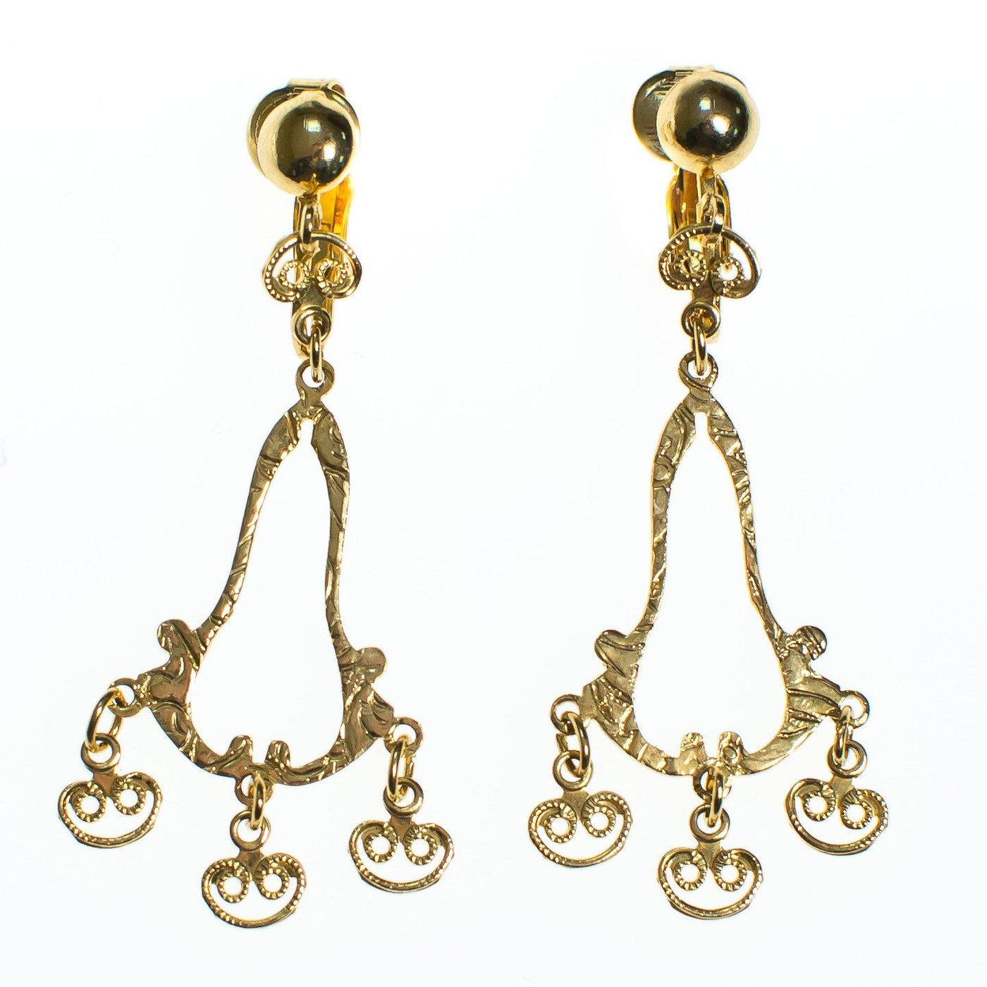 Gold Filigree Dangling Earrings