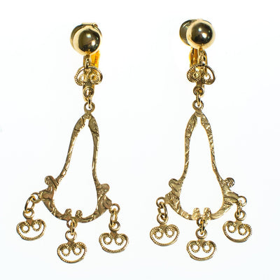 Gold Filigree Dangling Earrings by Vintage Meet Modern - Vintage Meet Modern Vintage Jewelry - Chicago, Illinois - #oldhollywoodglamour #vintagemeetmodern #designervintage #jewelrybox #antiquejewelry #vintagejewelry