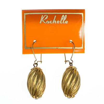Rochelle Gold Fluted Bead Drop Earrings by Rochelle - Vintage Meet Modern Vintage Jewelry - Chicago, Illinois - #oldhollywoodglamour #vintagemeetmodern #designervintage #jewelrybox #antiquejewelry #vintagejewelry
