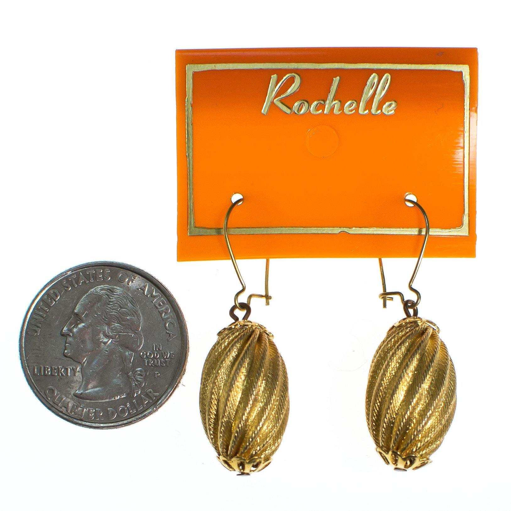 Rochelle Gold Fluted Bead Drop Earrings by Rochelle - Vintage Meet Modern Vintage Jewelry - Chicago, Illinois - #oldhollywoodglamour #vintagemeetmodern #designervintage #jewelrybox #antiquejewelry #vintagejewelry