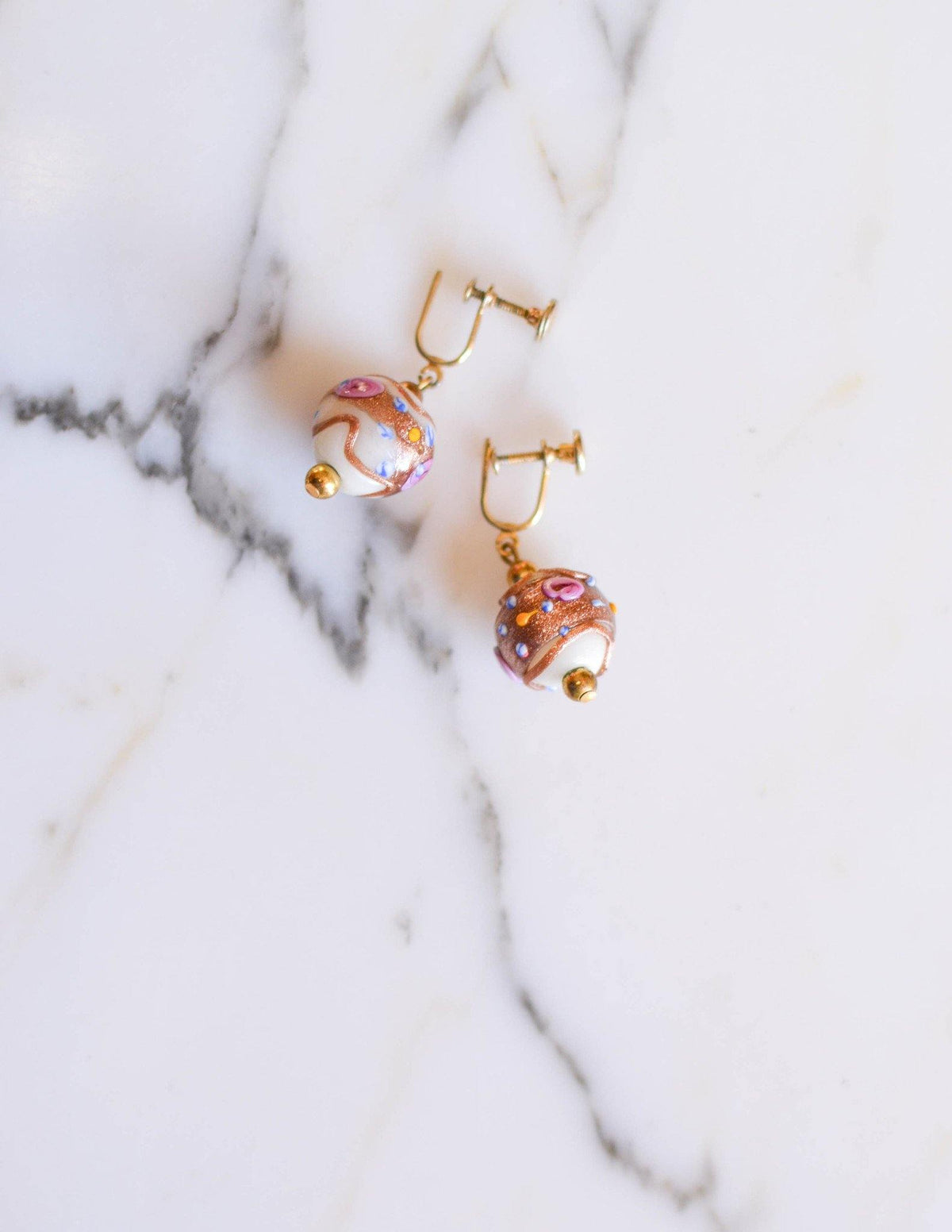 Murano Glass Wedding Cake Bead Earrings