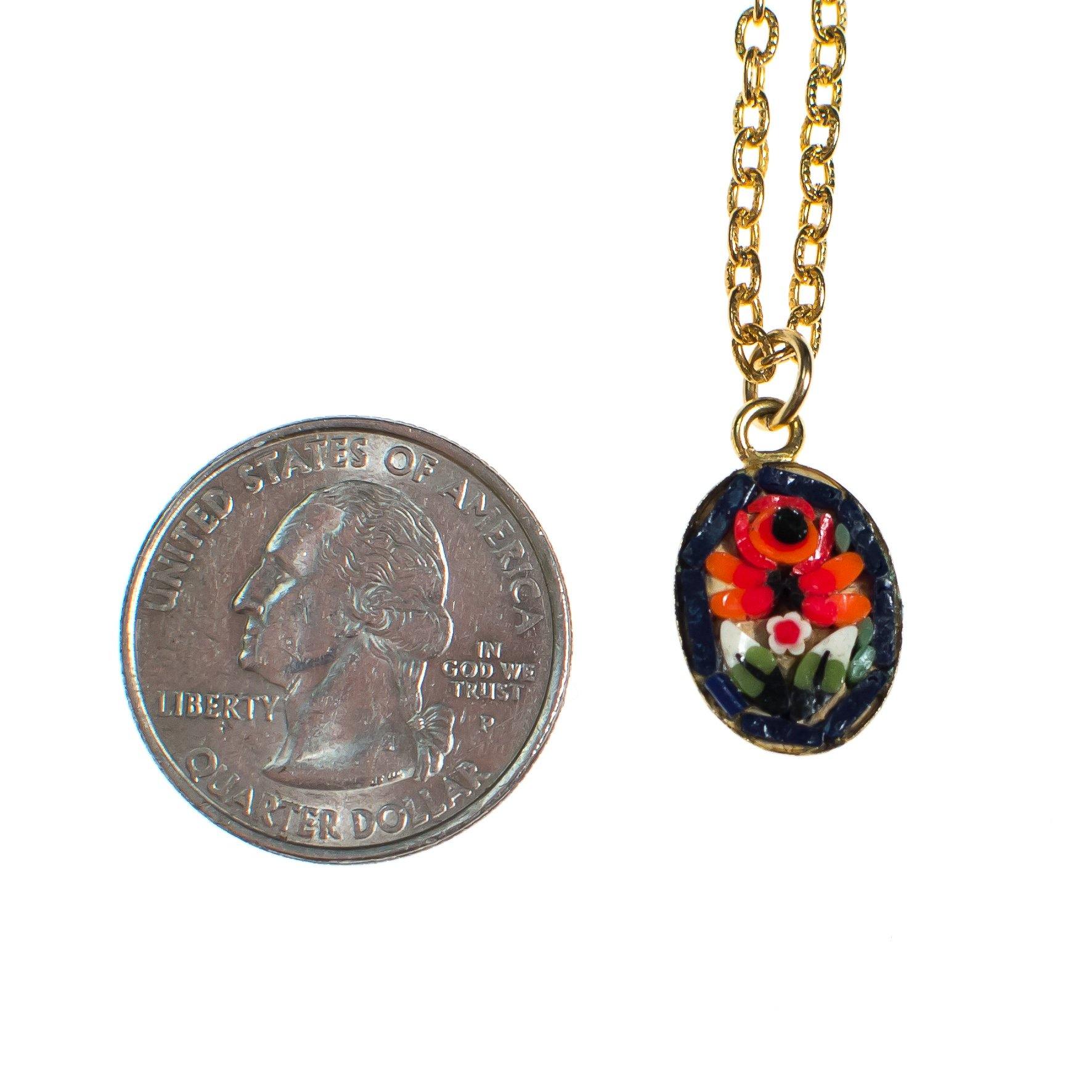 Vintage Made in Italy Red, Blue, White, and Yellow Mosaic Pendant Necklace by Made in Italy - Vintage Meet Modern Vintage Jewelry - Chicago, Illinois - #oldhollywoodglamour #vintagemeetmodern #designervintage #jewelrybox #antiquejewelry #vintagejewelry