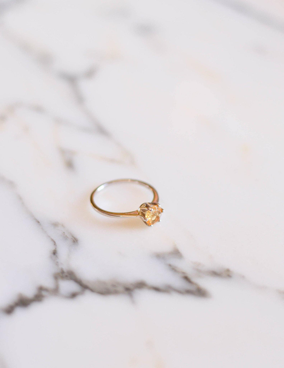 Citrine Solitaire Ring Set in Sterling Silver