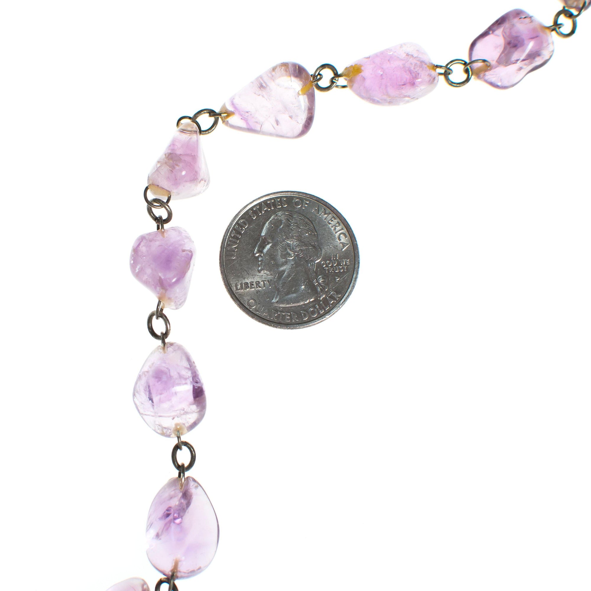 Vintage Tumbled Amethyst Beaded Necklace by Vintage Meet Modern - Vintage Meet Modern Vintage Jewelry - Chicago, Illinois - #oldhollywoodglamour #vintagemeetmodern #designervintage #jewelrybox #antiquejewelry #vintagejewelry