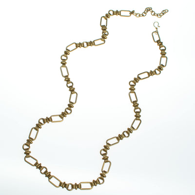 Sarah Cavender Brushed Gold Link Long Necklace by Sarah Cavender - Vintage Meet Modern Vintage Jewelry - Chicago, Illinois - #oldhollywoodglamour #vintagemeetmodern #designervintage #jewelrybox #antiquejewelry #vintagejewelry