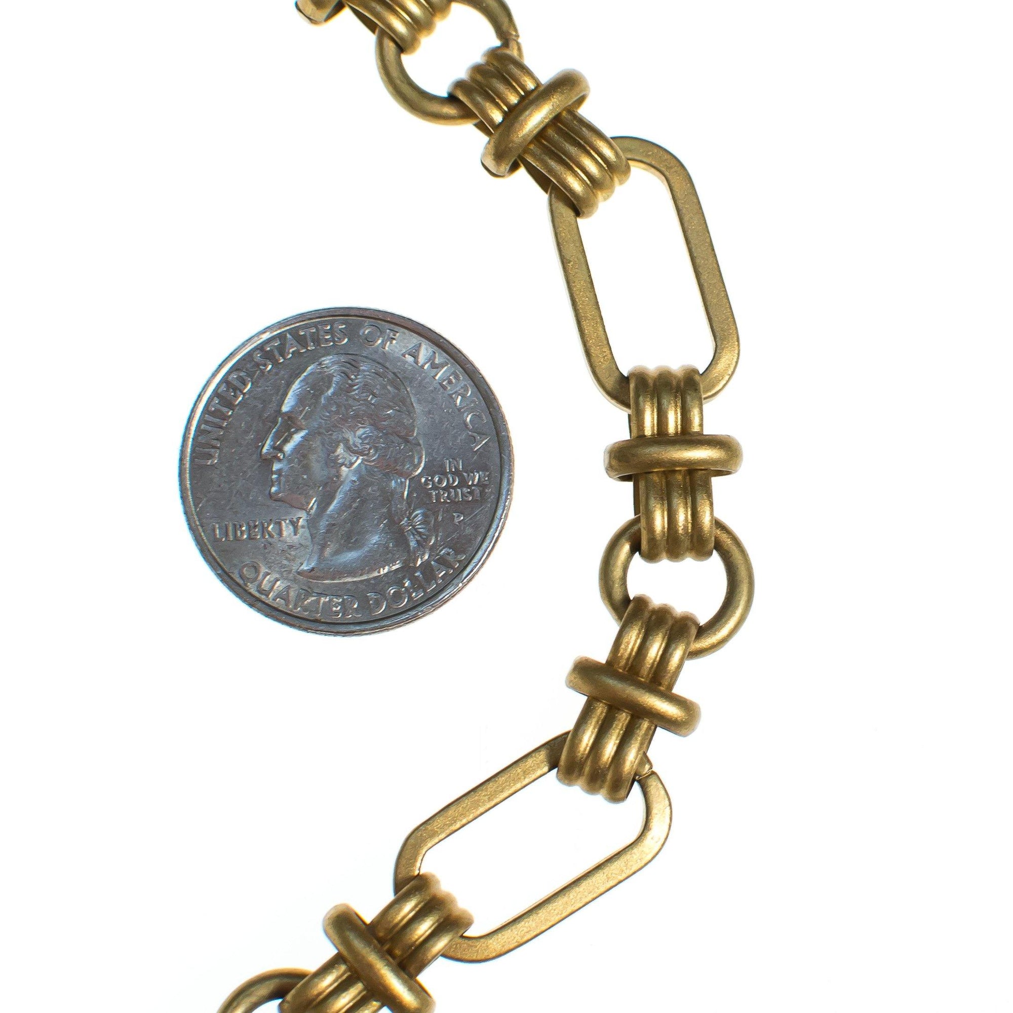 Sarah Cavender Brushed Gold Link Long Necklace by Sarah Cavender - Vintage Meet Modern Vintage Jewelry - Chicago, Illinois - #oldhollywoodglamour #vintagemeetmodern #designervintage #jewelrybox #antiquejewelry #vintagejewelry