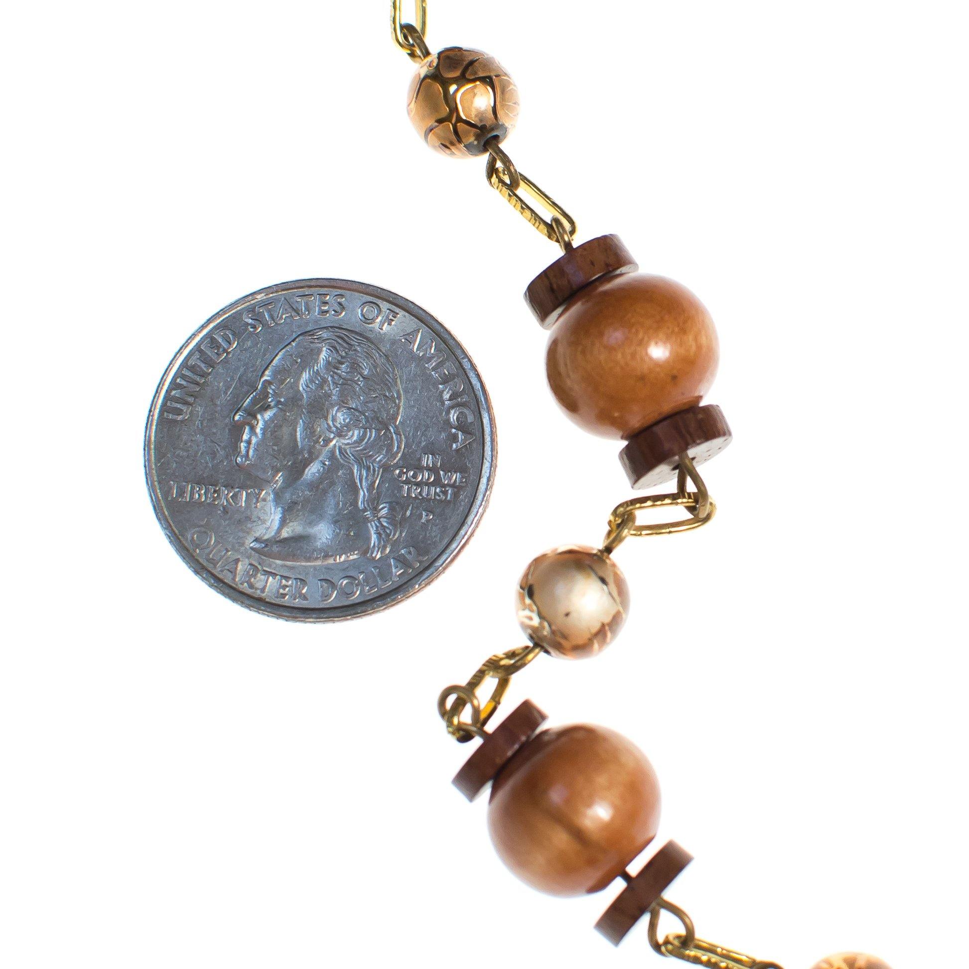 Vintage Gold and Wood Bead Necklace by Vintage Meet Modern - Vintage Meet Modern Vintage Jewelry - Chicago, Illinois - #oldhollywoodglamour #vintagemeetmodern #designervintage #jewelrybox #antiquejewelry #vintagejewelry