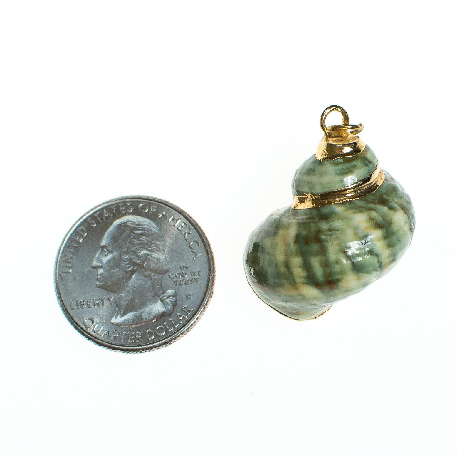 Vintage Green Seashell Pendant with 18kt Gold Accents by 1970s - Vintage Meet Modern Vintage Jewelry - Chicago, Illinois - #oldhollywoodglamour #vintagemeetmodern #designervintage #jewelrybox #antiquejewelry #vintagejewelry