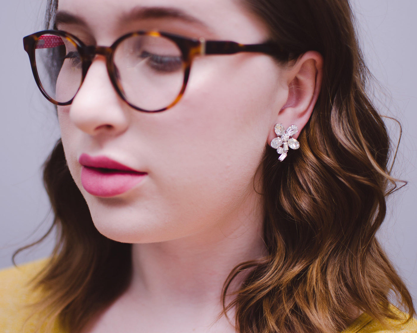 Art Deco Rhinestone Flower Earrings
