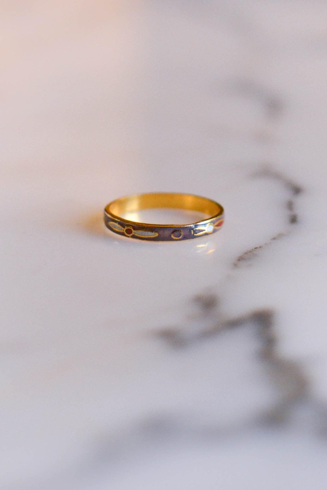 Cloisonne Enamel Stacking Ring Set by Cloisonne - Vintage Meet Modern Vintage Jewelry - Chicago, Illinois - #oldhollywoodglamour #vintagemeetmodern #designervintage #jewelrybox #antiquejewelry #vintagejewelry