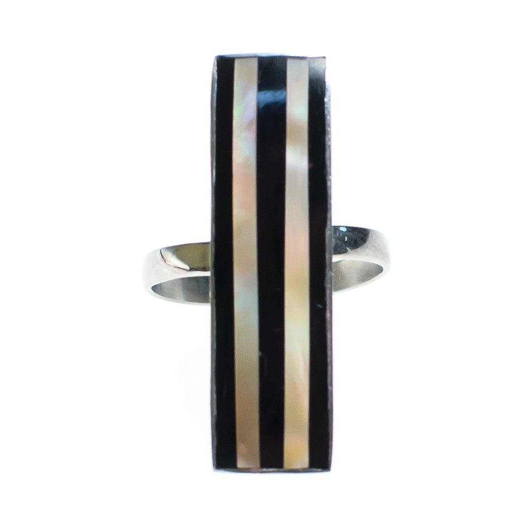 Vintage Onyx and Mother of Pearl Statement Ring