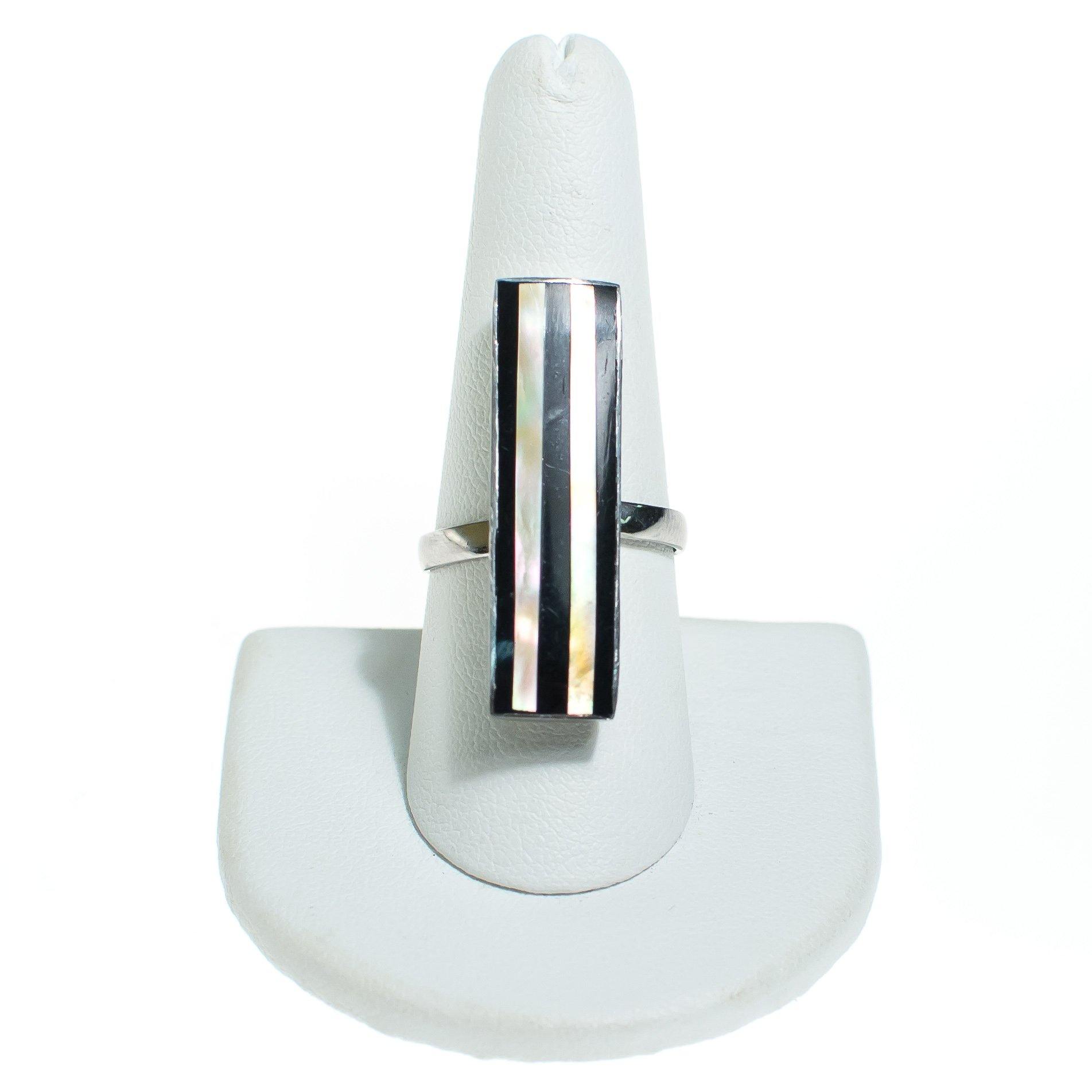 Vintage Onyx and Mother of Pearl Statement Ring by Vintage Meet Modern - Vintage Meet Modern Vintage Jewelry - Chicago, Illinois - #oldhollywoodglamour #vintagemeetmodern #designervintage #jewelrybox #antiquejewelry #vintagejewelry