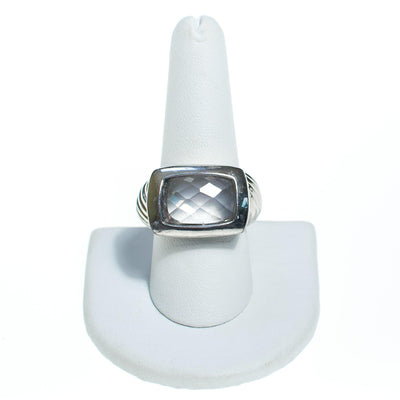 Chunky Faceted Crystal Ring With Silver Cable Design by Unsigned Beauty - Vintage Meet Modern Vintage Jewelry - Chicago, Illinois - #oldhollywoodglamour #vintagemeetmodern #designervintage #jewelrybox #antiquejewelry #vintagejewelry
