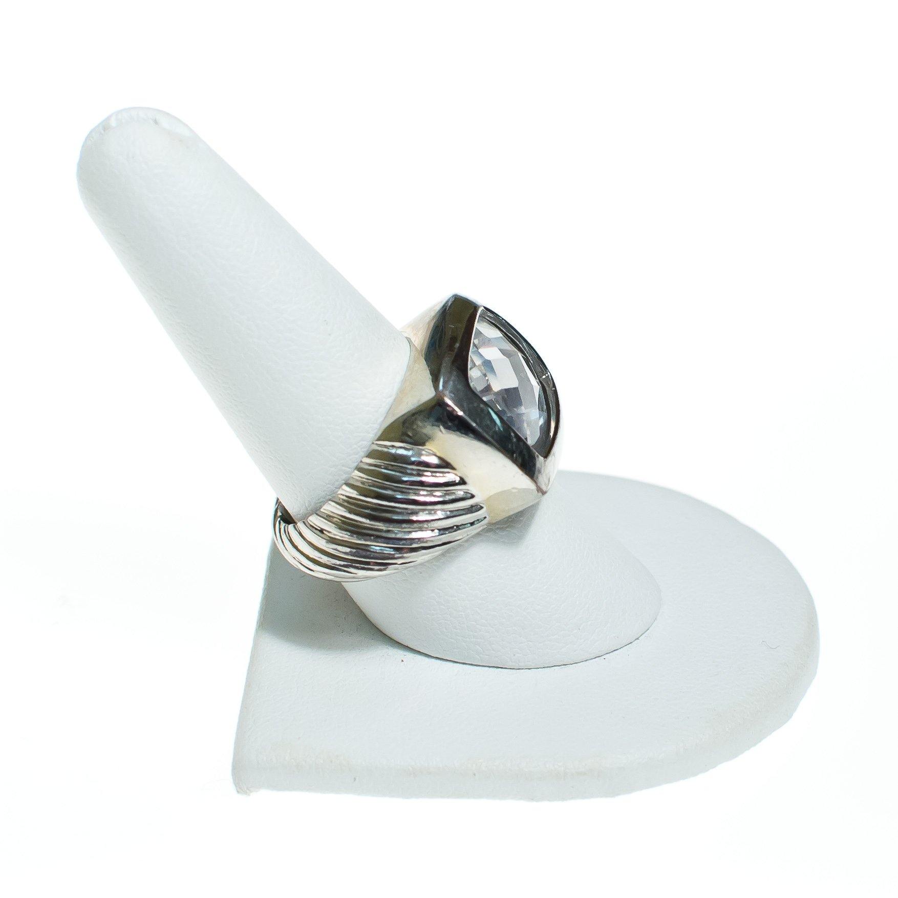 Chunky Faceted Crystal Ring With Silver Cable Design by Unsigned Beauty - Vintage Meet Modern Vintage Jewelry - Chicago, Illinois - #oldhollywoodglamour #vintagemeetmodern #designervintage #jewelrybox #antiquejewelry #vintagejewelry