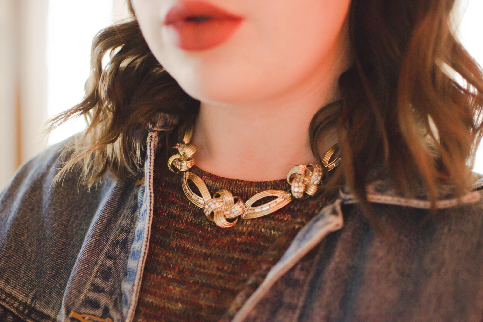 Vintage Rhinestone Baguette Necklace by Vintage Meet Modern - Vintage Meet Modern Vintage Jewelry - Chicago, Illinois - #oldhollywoodglamour #vintagemeetmodern #designervintage #jewelrybox #antiquejewelry #vintagejewelry