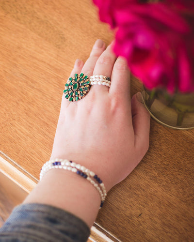 Vintage Sterling Silver Green Tourmaline Medallion Statement Ring by 1990s - Vintage Meet Modern Vintage Jewelry - Chicago, Illinois - #oldhollywoodglamour #vintagemeetmodern #designervintage #jewelrybox #antiquejewelry #vintagejewelry