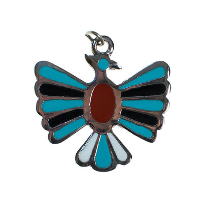 Vintage Winged Falcon Pendant with Turquoise, Red, and White Enamel by Vintage Meet Modern  - Vintage Meet Modern Vintage Jewelry - Chicago, Illinois - #oldhollywoodglamour #vintagemeetmodern #designervintage #jewelrybox #antiquejewelry #vintagejewelry