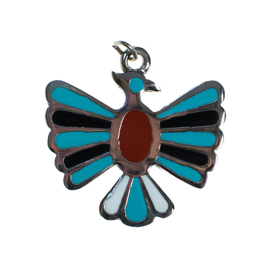 Vintage Winged Falcon Pendant with Turquoise, Red, and White Enamel by Vintage Meet Modern - Vintage Meet Modern Vintage Jewelry - Chicago, Illinois - #oldhollywoodglamour #vintagemeetmodern #designervintage #jewelrybox #antiquejewelry #vintagejewelry