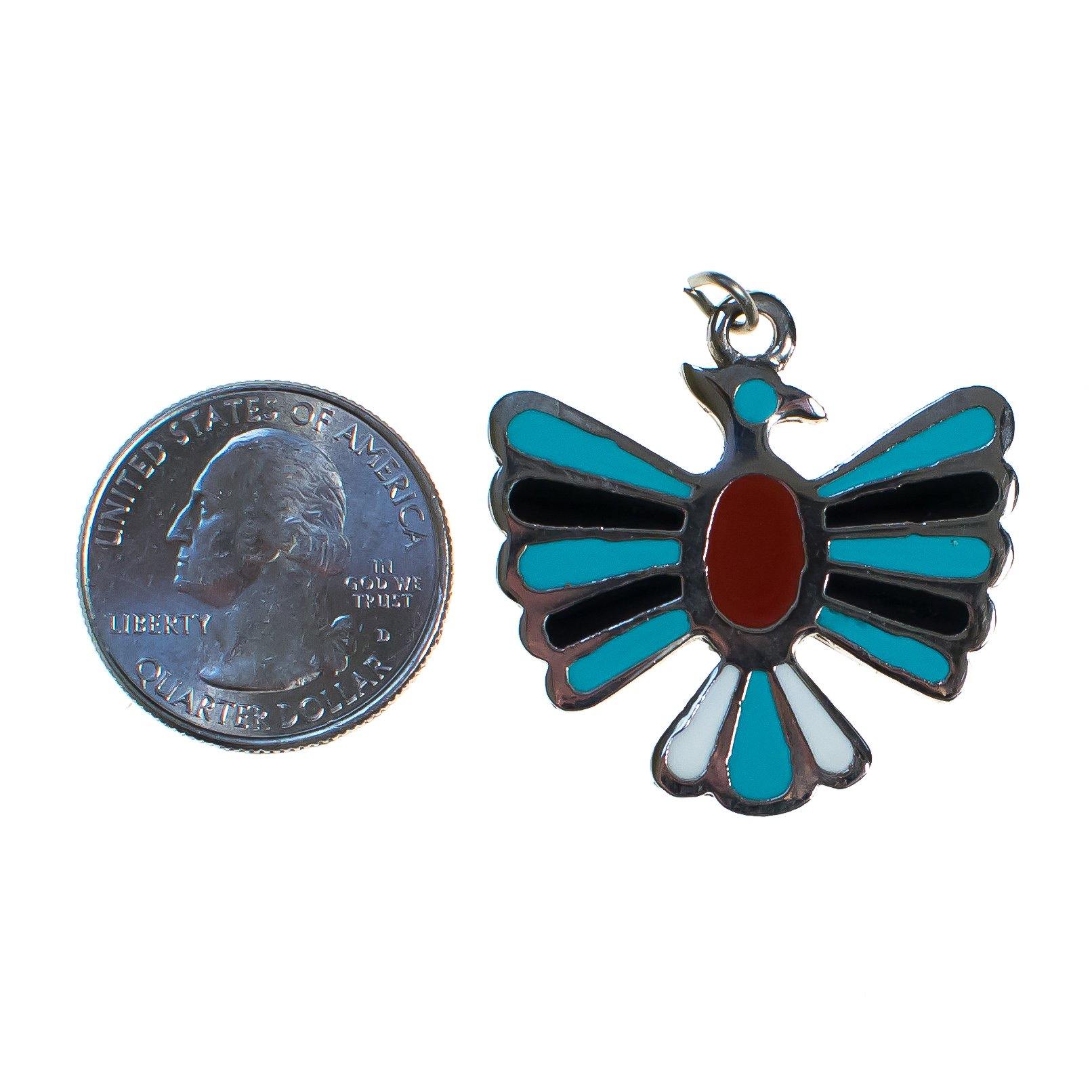 Vintage Winged Falcon Pendant with Turquoise, Red, and White Enamel by Vintage Meet Modern - Vintage Meet Modern Vintage Jewelry - Chicago, Illinois - #oldhollywoodglamour #vintagemeetmodern #designervintage #jewelrybox #antiquejewelry #vintagejewelry