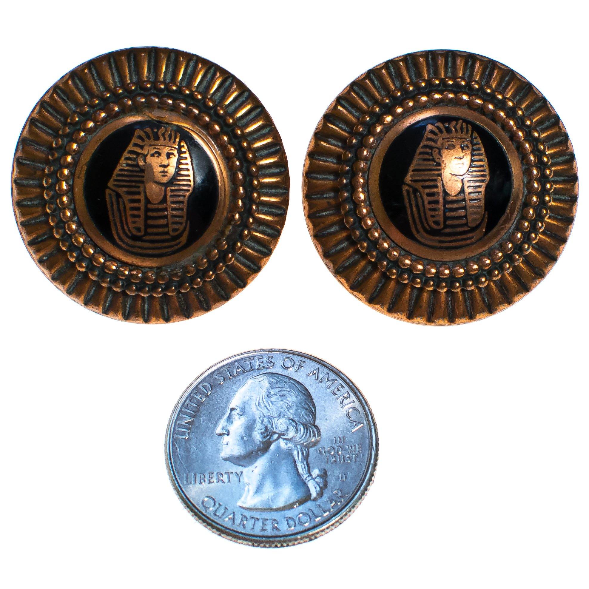 Vintage King Tut Copper Statement Earrings by King Tut - Vintage Meet Modern Vintage Jewelry - Chicago, Illinois - #oldhollywoodglamour #vintagemeetmodern #designervintage #jewelrybox #antiquejewelry #vintagejewelry