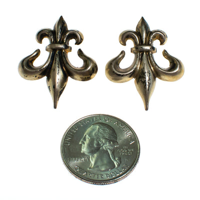 Vintage Sterling Silver Fleur de Lis Screw Back Earrings by Fleur de Lis - Vintage Meet Modern Vintage Jewelry - Chicago, Illinois - #oldhollywoodglamour #vintagemeetmodern #designervintage #jewelrybox #antiquejewelry #vintagejewelry