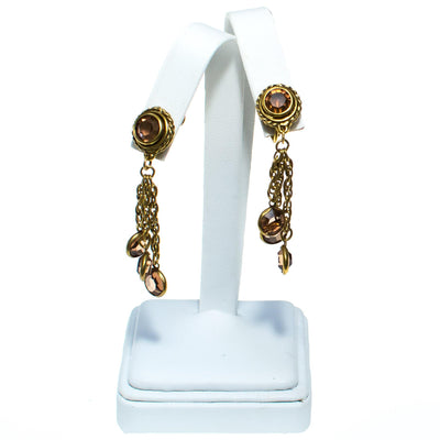 Vintage Goldette Smokey Topaz Crystal Bezel Set Tassel Earrings by Vintage Meet Modern  - Vintage Meet Modern Vintage Jewelry - Chicago, Illinois - #oldhollywoodglamour #vintagemeetmodern #designervintage #jewelrybox #antiquejewelry #vintagejewelry