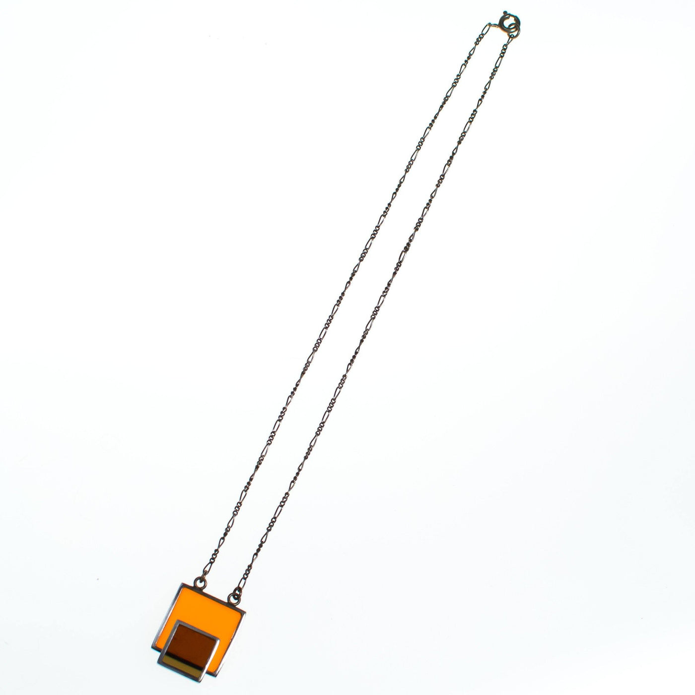 Mod Modrian Geometric Square Necklace in Carnelian and Burnt Sienna