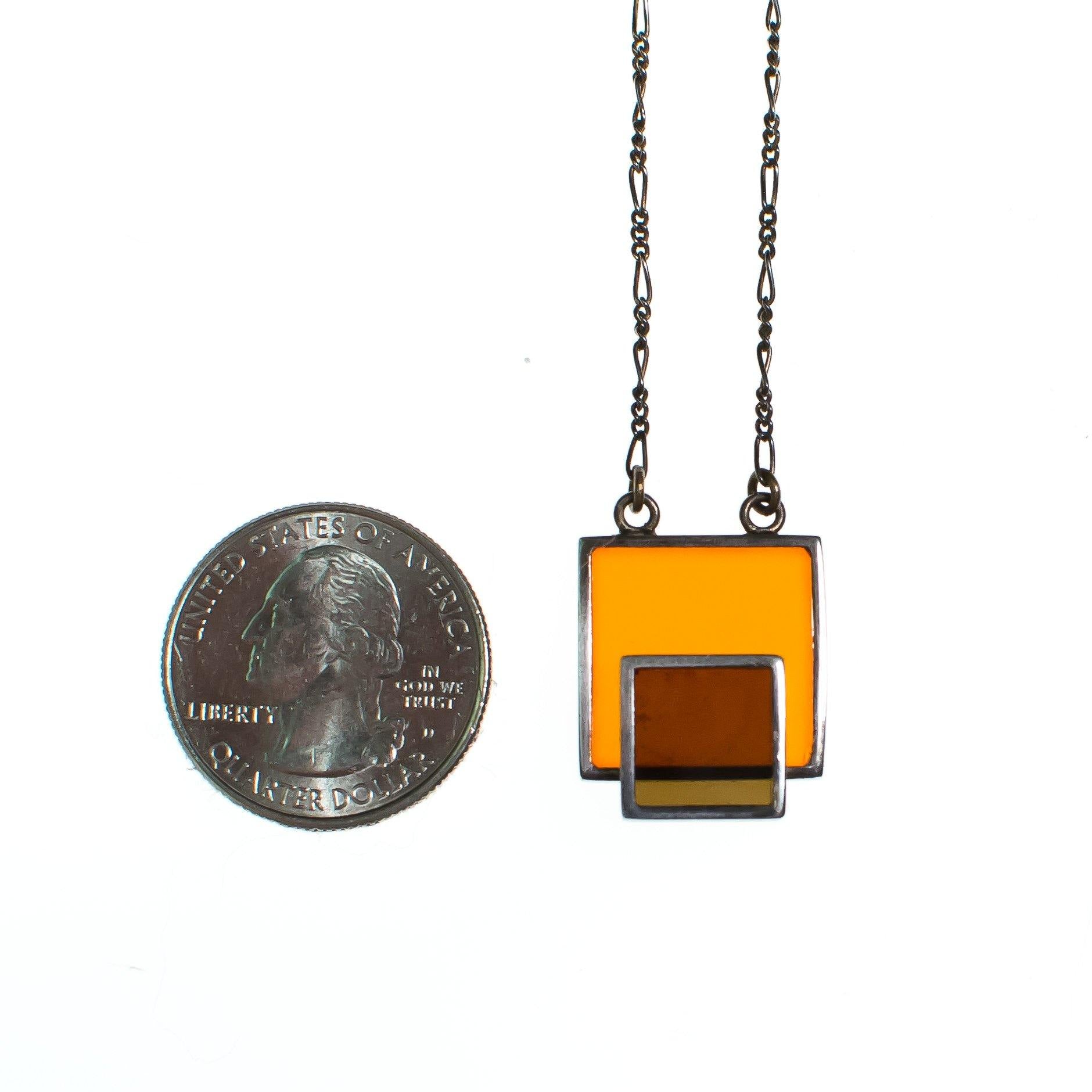 Mod Modrian Geometric Square Necklace in Carnelian and Burnt Sienna by Vintage Meet Modern - Vintage Meet Modern Vintage Jewelry - Chicago, Illinois - #oldhollywoodglamour #vintagemeetmodern #designervintage #jewelrybox #antiquejewelry #vintagejewelry