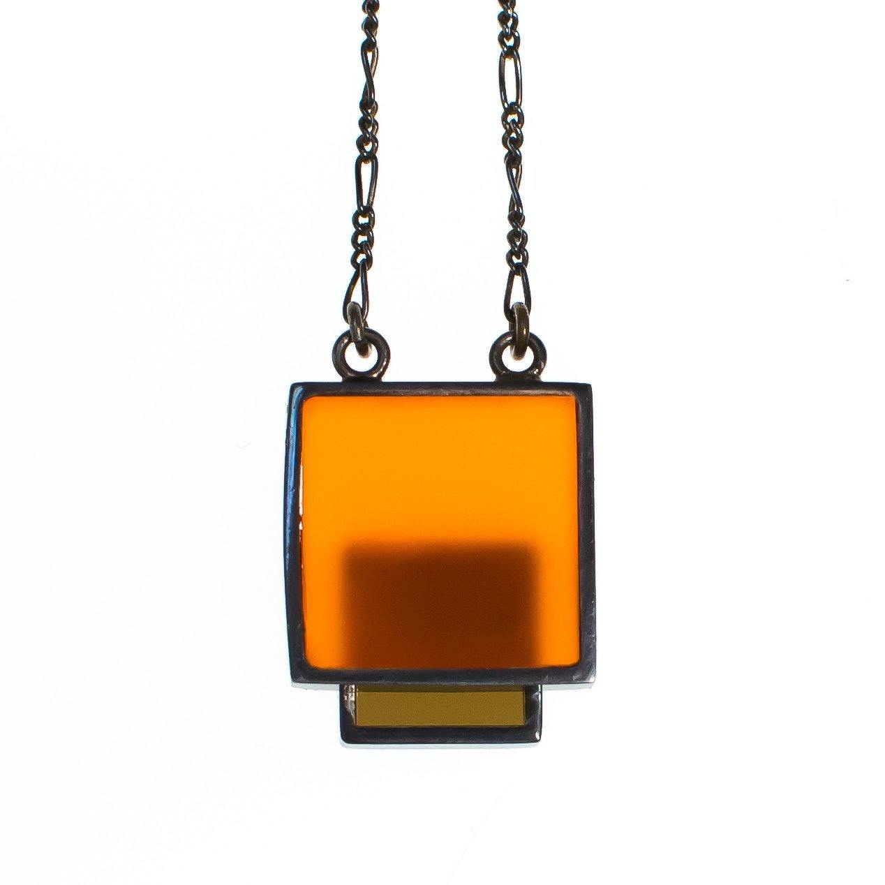 Mod Modrian Geometric Square Necklace in Carnelian and Burnt Sienna by Vintage Meet Modern - Vintage Meet Modern Vintage Jewelry - Chicago, Illinois - #oldhollywoodglamour #vintagemeetmodern #designervintage #jewelrybox #antiquejewelry #vintagejewelry