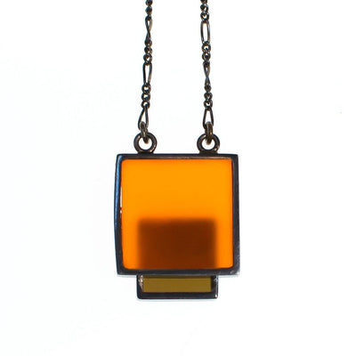 Mod Modrian Geometric Square Necklace in Carnelian and Burnt Sienna by Vintage Meet Modern - Vintage Meet Modern Vintage Jewelry - Chicago, Illinois - #oldhollywoodglamour #vintagemeetmodern #designervintage #jewelrybox #antiquejewelry #vintagejewelry
