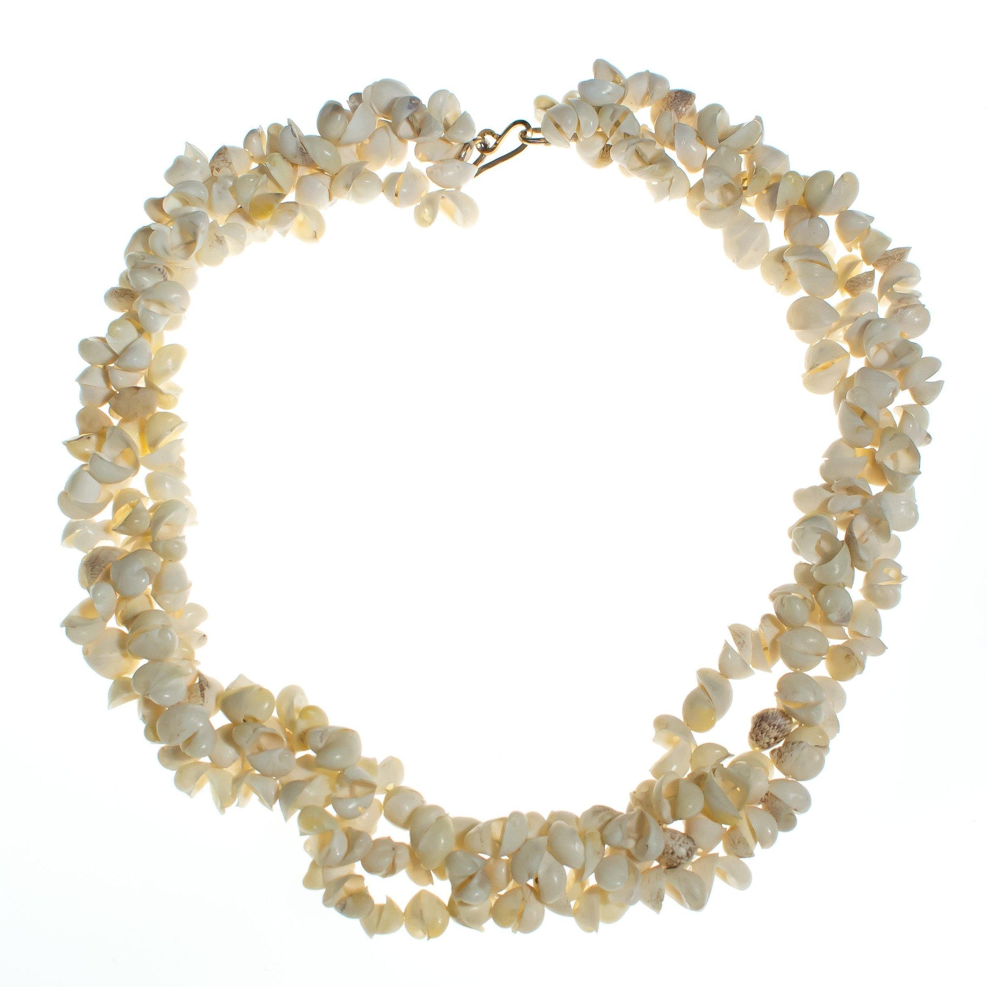 White Triple Strand Shell Necklace by Vintage Meet Modern - Vintage Meet Modern Vintage Jewelry - Chicago, Illinois - #oldhollywoodglamour #vintagemeetmodern #designervintage #jewelrybox #antiquejewelry #vintagejewelry