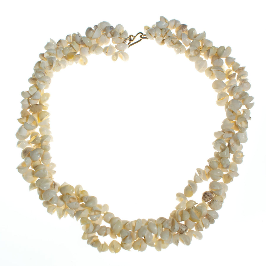White Triple Strand Shell Necklace by Vintage Meet Modern - Vintage Meet Modern Vintage Jewelry - Chicago, Illinois - #oldhollywoodglamour #vintagemeetmodern #designervintage #jewelrybox #antiquejewelry #vintagejewelry