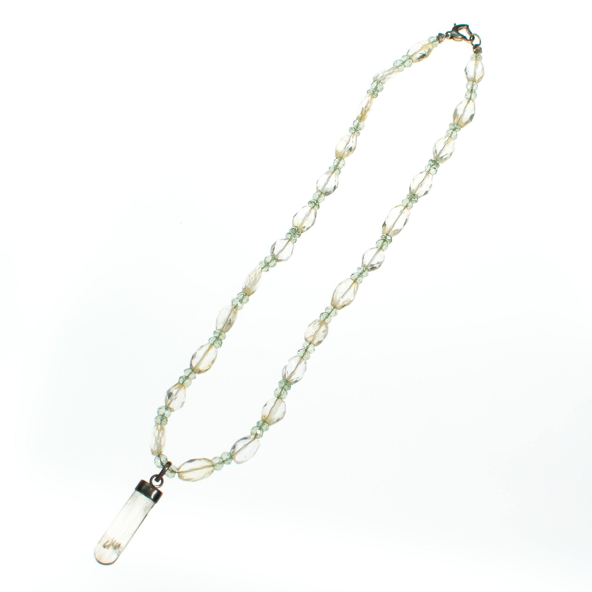 Aquamarine and Rutilated Quartz Necklace by Vintage Meet Modern - Vintage Meet Modern Vintage Jewelry - Chicago, Illinois - #oldhollywoodglamour #vintagemeetmodern #designervintage #jewelrybox #antiquejewelry #vintagejewelry