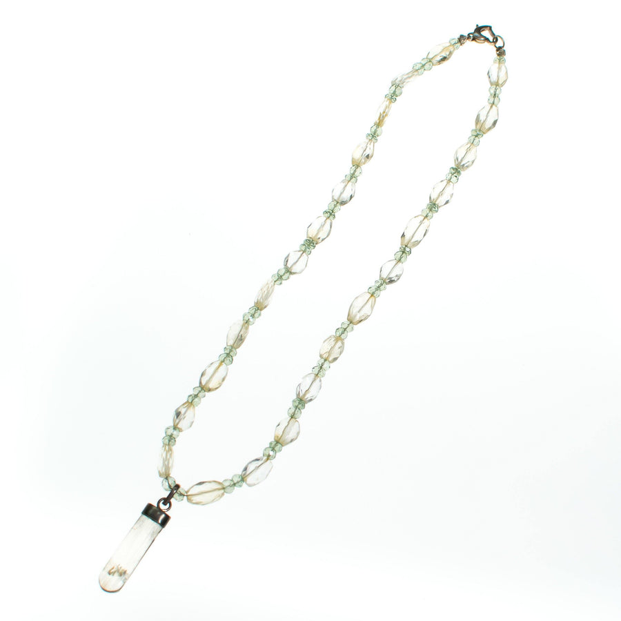 Aquamarine and Rutilated Quartz Necklace by Vintage Meet Modern - Vintage Meet Modern Vintage Jewelry - Chicago, Illinois - #oldhollywoodglamour #vintagemeetmodern #designervintage #jewelrybox #antiquejewelry #vintagejewelry