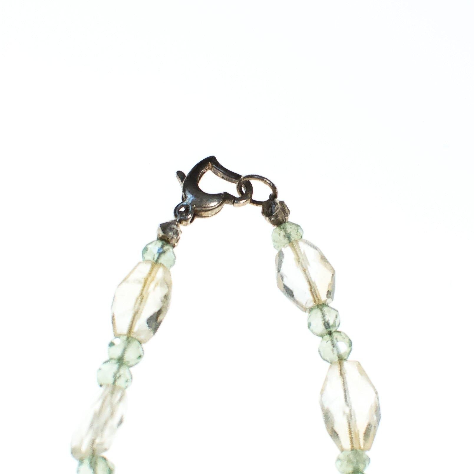 Aquamarine and Rutilated Quartz Necklace by Vintage Meet Modern - Vintage Meet Modern Vintage Jewelry - Chicago, Illinois - #oldhollywoodglamour #vintagemeetmodern #designervintage #jewelrybox #antiquejewelry #vintagejewelry