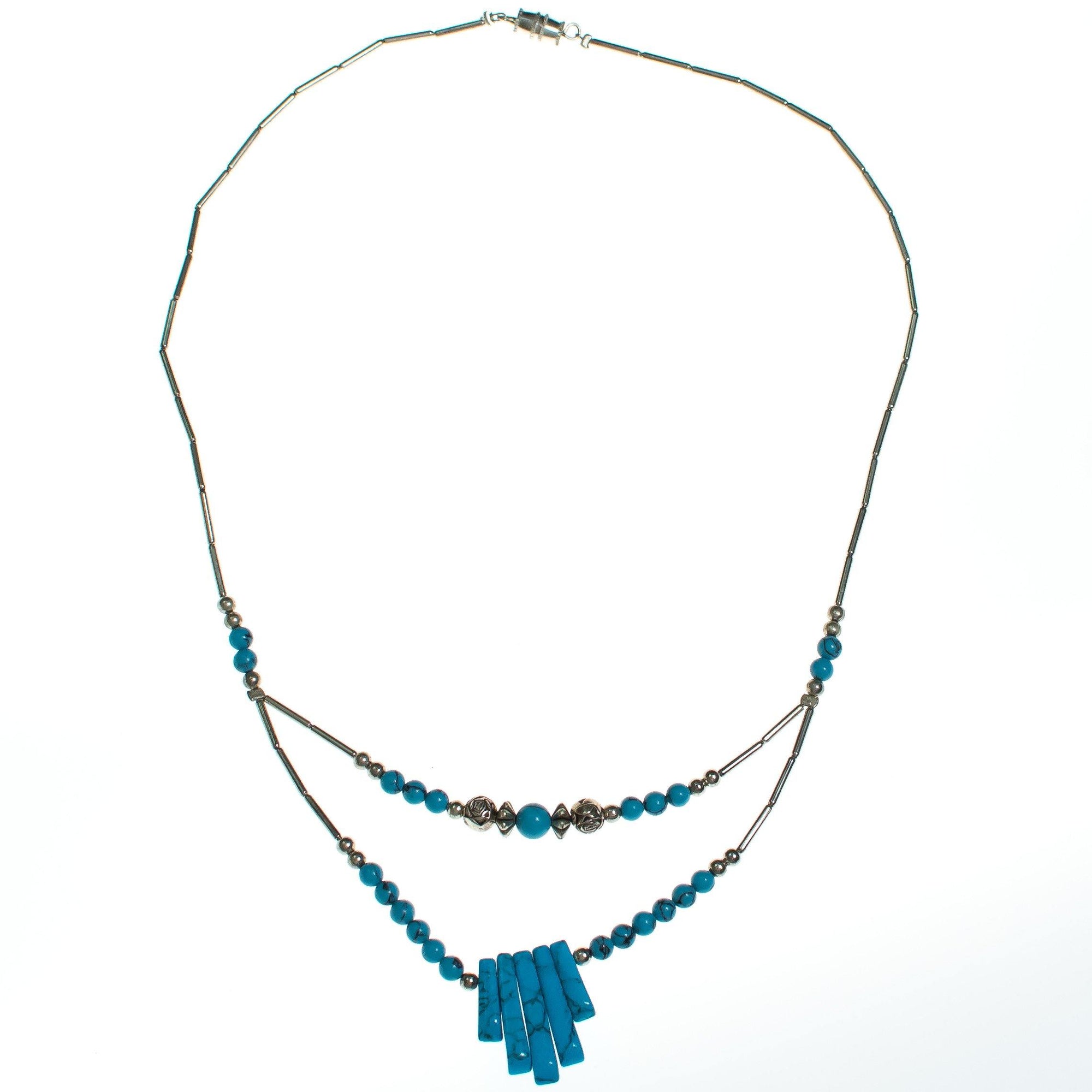 Sterling Silver and Turquoise Necklace by Vintage Meet Modern - Vintage Meet Modern Vintage Jewelry - Chicago, Illinois - #oldhollywoodglamour #vintagemeetmodern #designervintage #jewelrybox #antiquejewelry #vintagejewelry