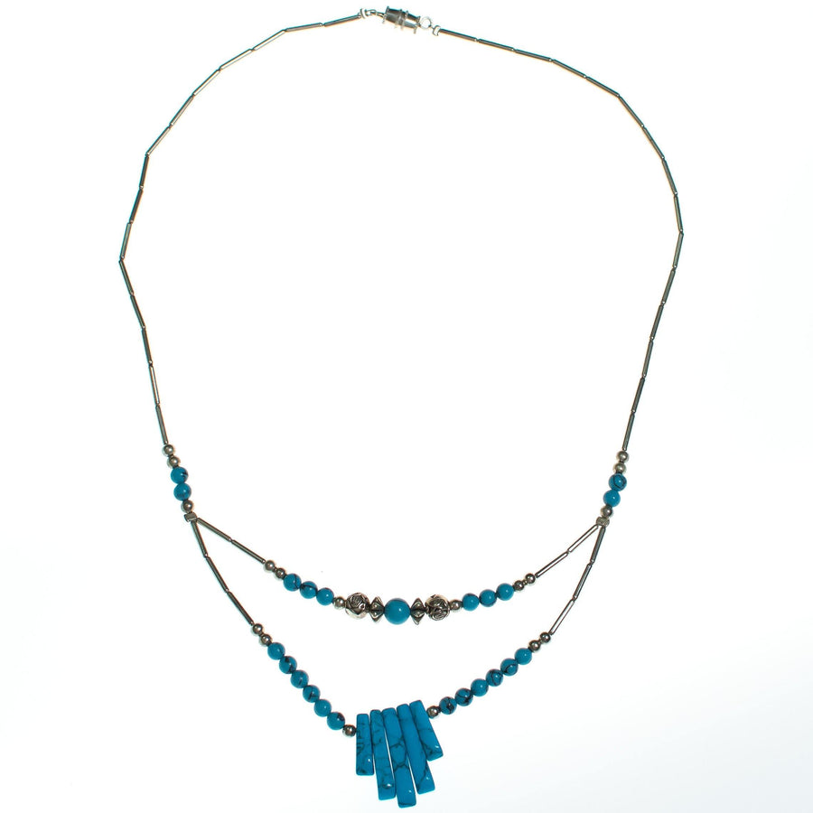 Sterling Silver and Turquoise Necklace by Vintage Meet Modern - Vintage Meet Modern Vintage Jewelry - Chicago, Illinois - #oldhollywoodglamour #vintagemeetmodern #designervintage #jewelrybox #antiquejewelry #vintagejewelry
