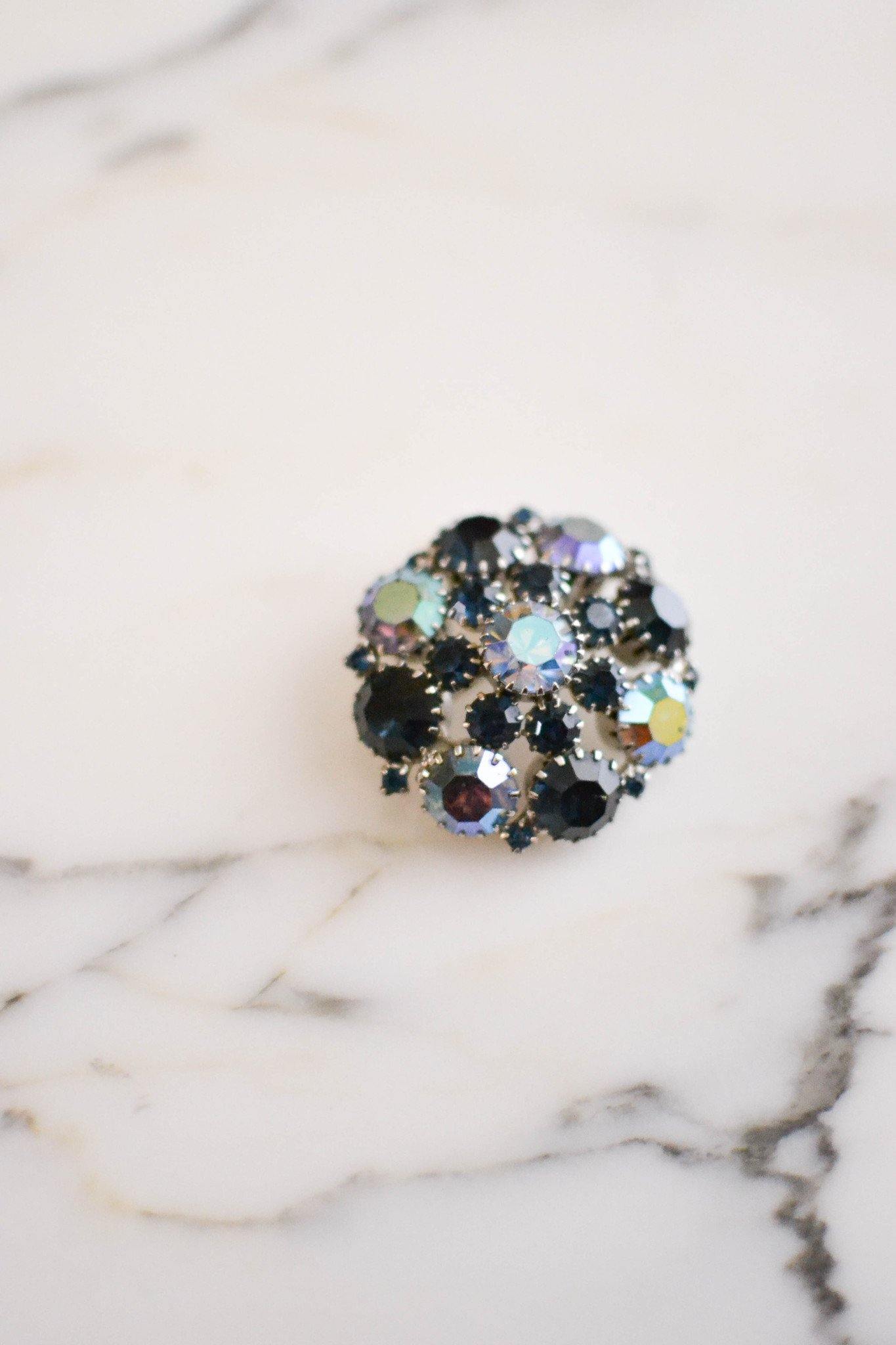 Weiss Sapphire Blue Rhinestone Brooch by Weiss - Vintage Meet Modern Vintage Jewelry - Chicago, Illinois - #oldhollywoodglamour #vintagemeetmodern #designervintage #jewelrybox #antiquejewelry #vintagejewelry