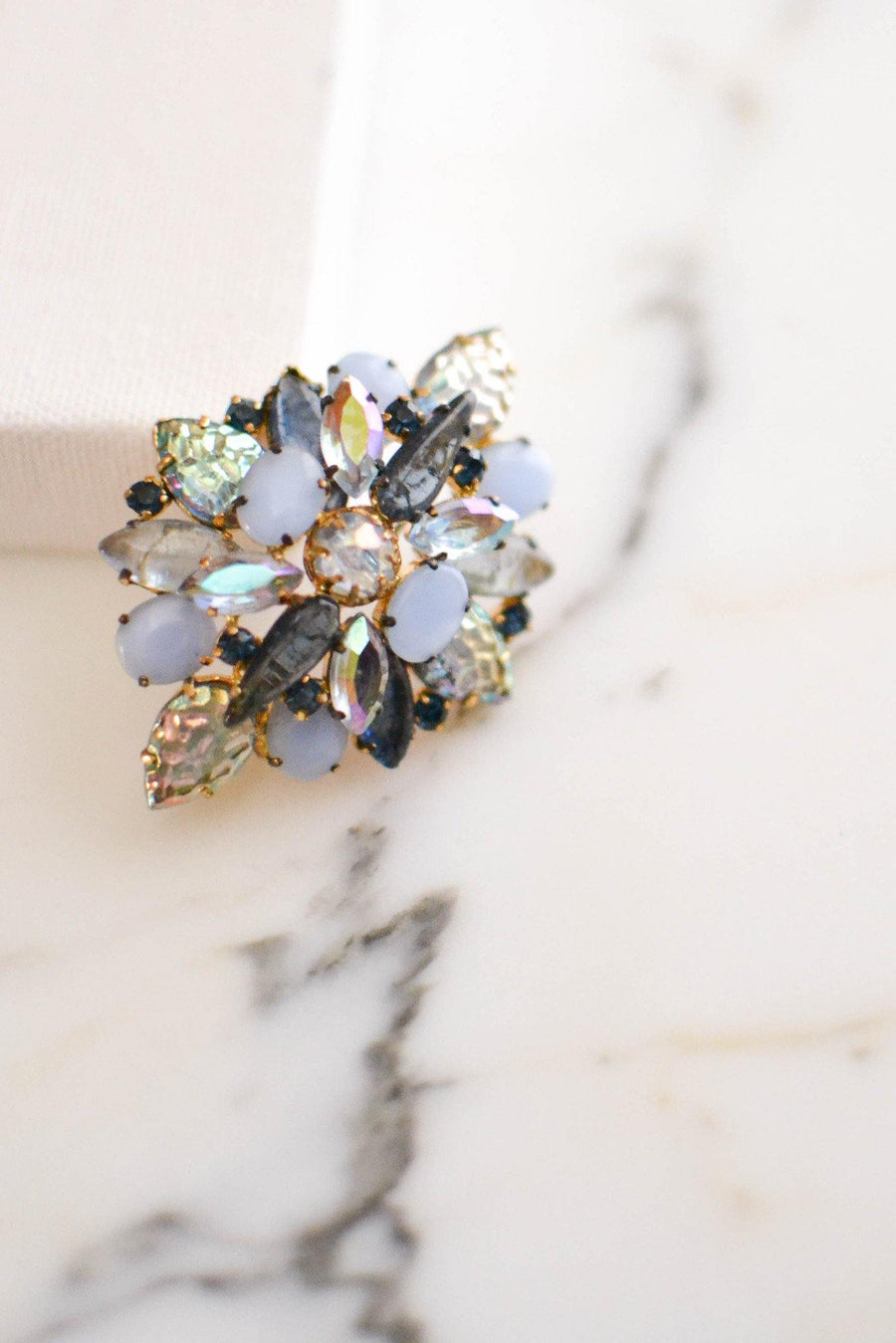 Lavender and Purple Rhinestone Brooch by 1950s - Vintage Meet Modern Vintage Jewelry - Chicago, Illinois - #oldhollywoodglamour #vintagemeetmodern #designervintage #jewelrybox #antiquejewelry #vintagejewelry