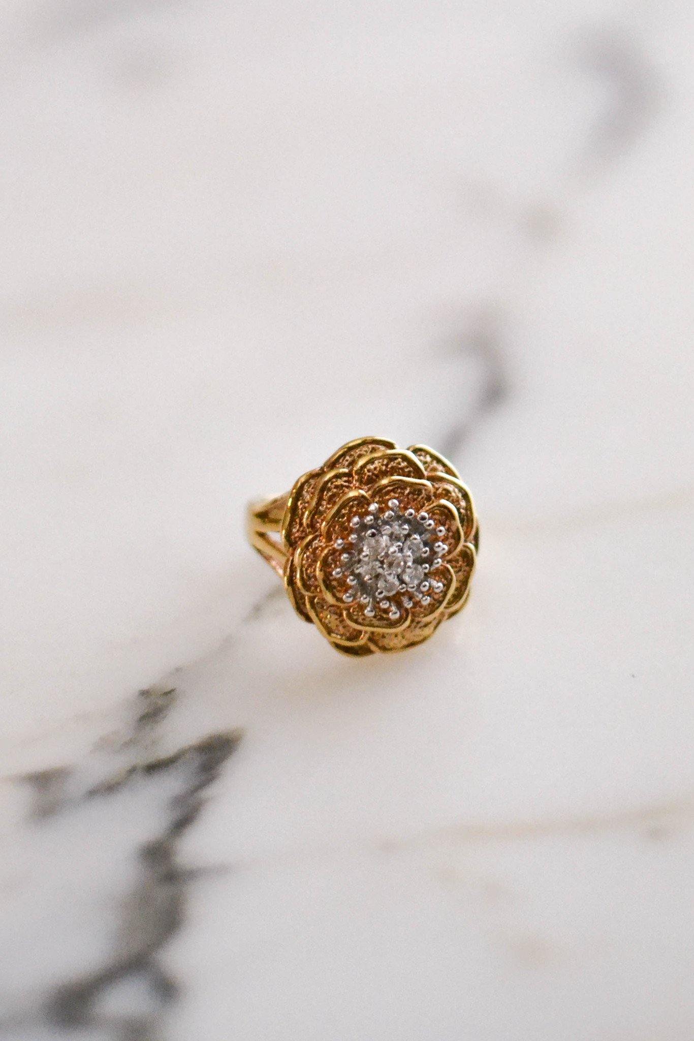 18kt Gold Vermeil CZ Rose Ring