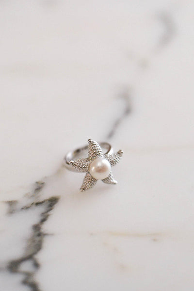 Silver Starfish Pearl Ring by Sterling Silver - Vintage Meet Modern Vintage Jewelry - Chicago, Illinois - #oldhollywoodglamour #vintagemeetmodern #designervintage #jewelrybox #antiquejewelry #vintagejewelry