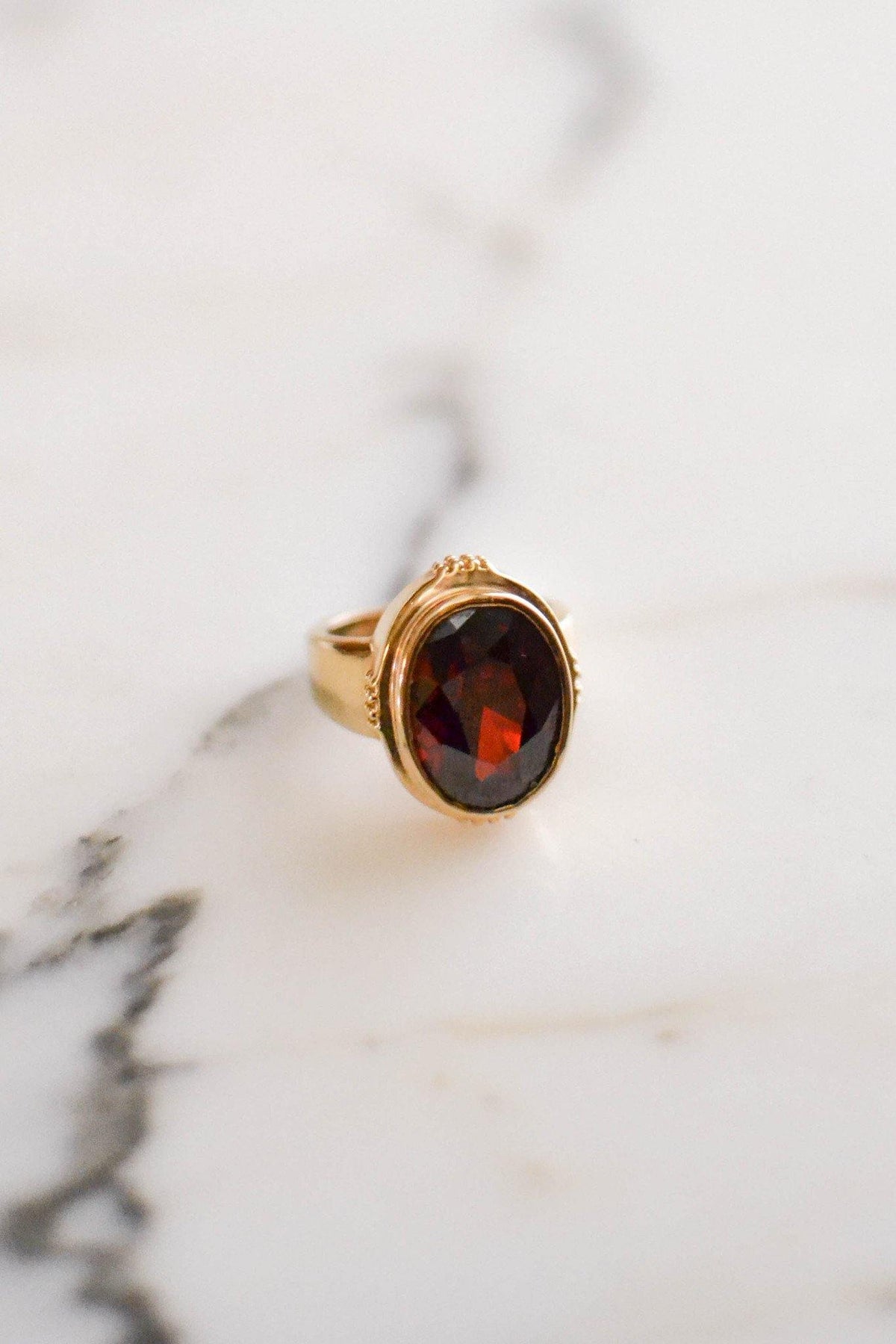 Garnet Crystal Statement Ring