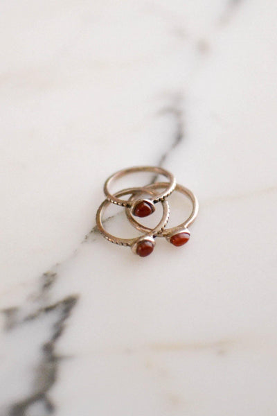 Barse Carnelian Sterling Silver Stacking Rings by Barse - Vintage Meet Modern Vintage Jewelry - Chicago, Illinois - #oldhollywoodglamour #vintagemeetmodern #designervintage #jewelrybox #antiquejewelry #vintagejewelry
