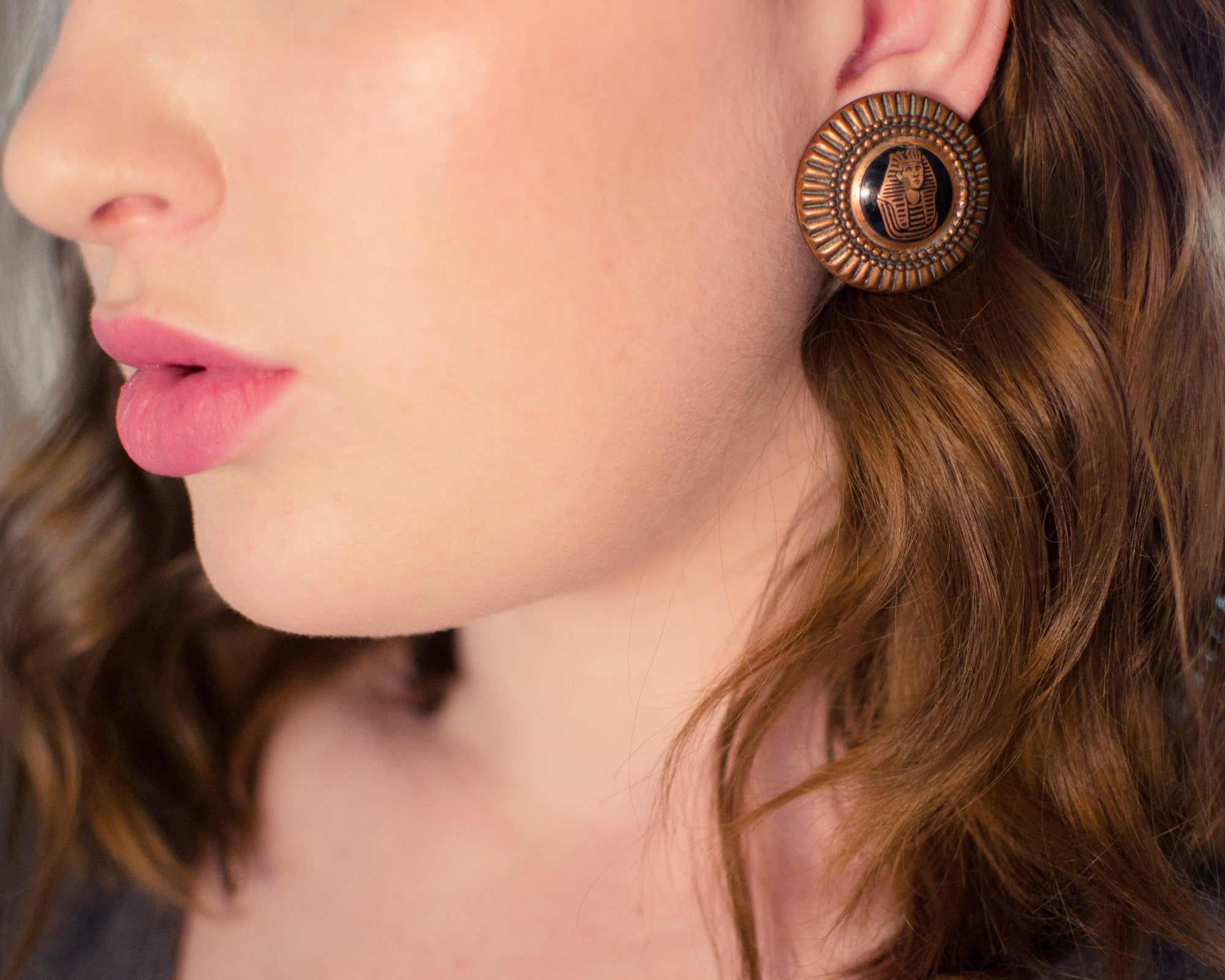 Vintage King Tut Copper Statement Earrings by King Tut - Vintage Meet Modern Vintage Jewelry - Chicago, Illinois - #oldhollywoodglamour #vintagemeetmodern #designervintage #jewelrybox #antiquejewelry #vintagejewelry